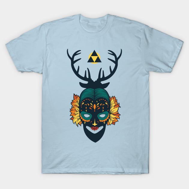 Pagan Mask with Antlers Design T-Shirt by Jarecrow 